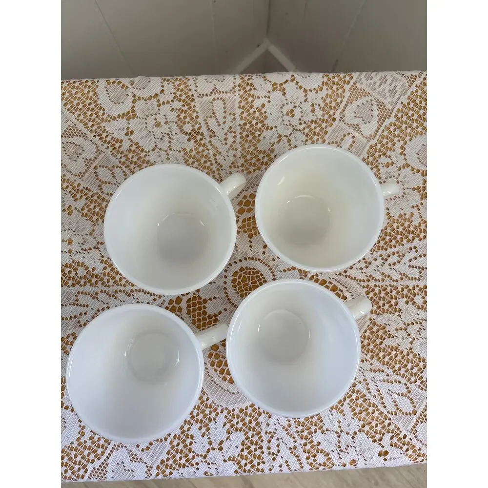 Vintage  Corningware Milk Glass Tea Cups, Set of 4